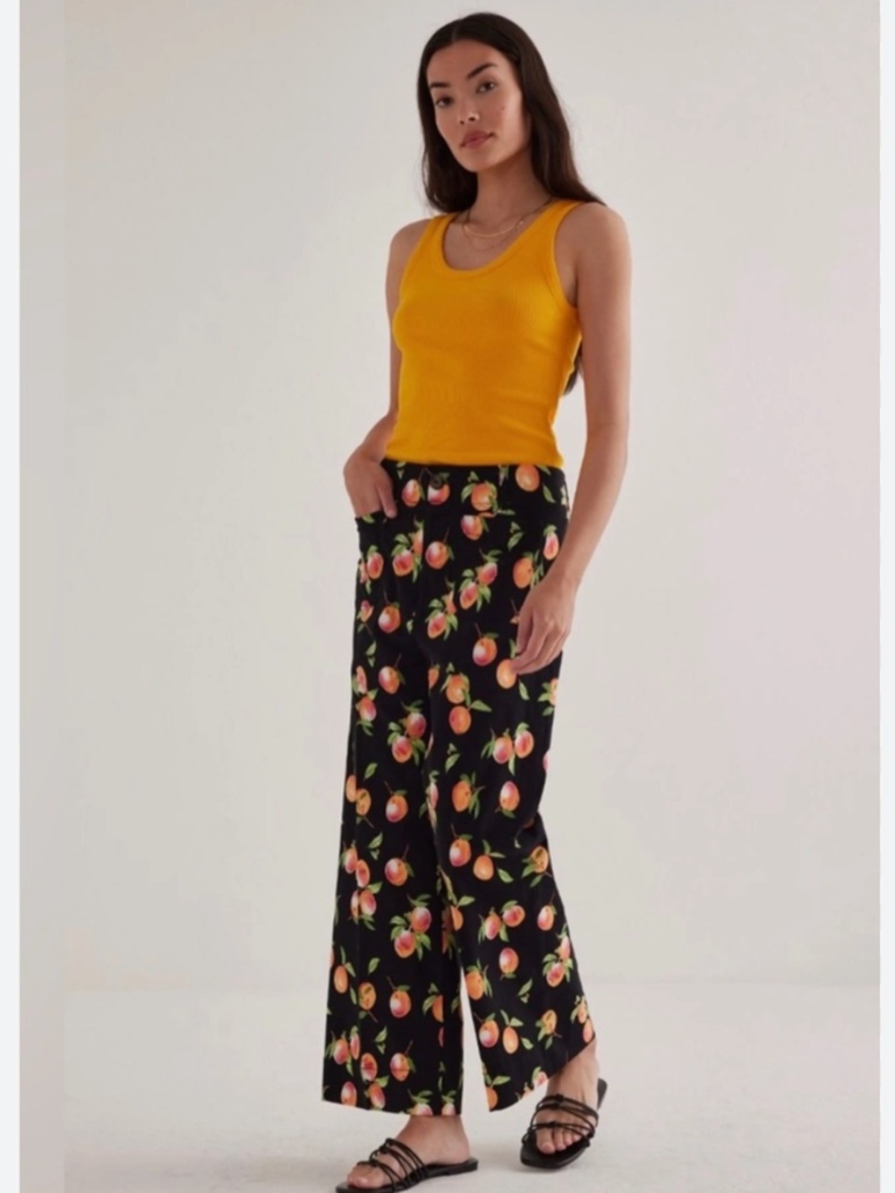 NWOT Loft Orange Harvest Wide Leg Linen Blend Drawstring Pants